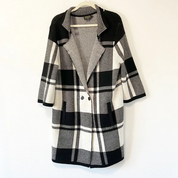 100% Merino Wool Pendleton Block Plaid  Coatigan Sweater Size Large - Picture 13 of 16